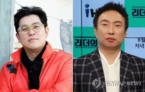 방송인 김용만(왼쪽)과 박명수. <MBN/IHQ 제공>
